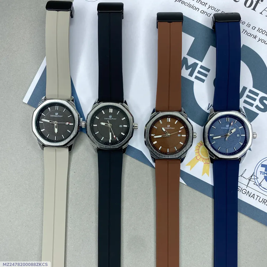 Men's Elegant Blue Crystal Quartz Watch with Silicone Strap