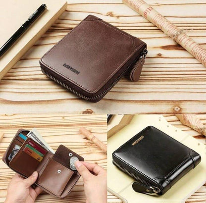 Men's Genuine Leather Wallet Compact Daily Carry