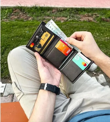 Men's Leather Trifold Wallet Multicolor Premium Design