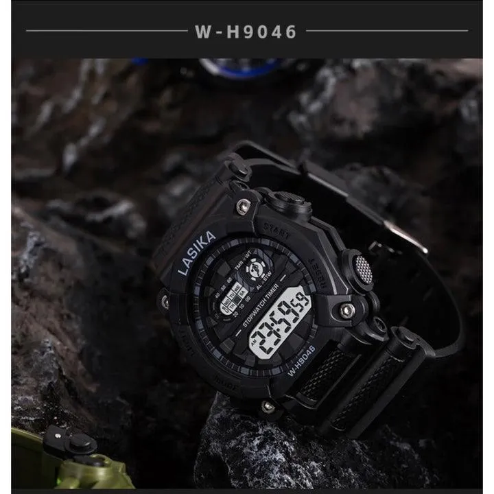 Men's Black Digital Sports Watch Water Resistant