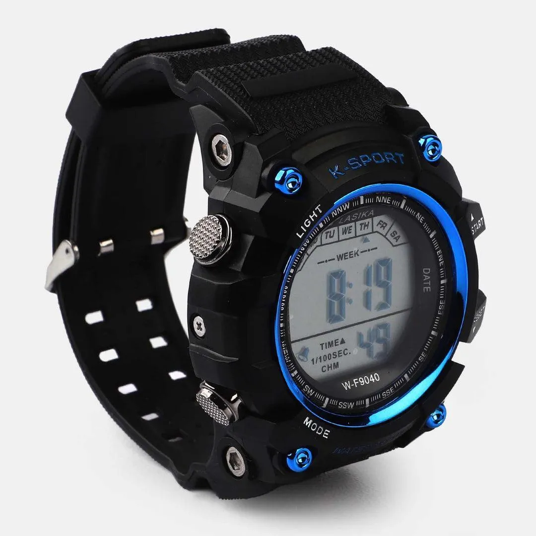 Men's Black Digital Sports Watch Water Resistant