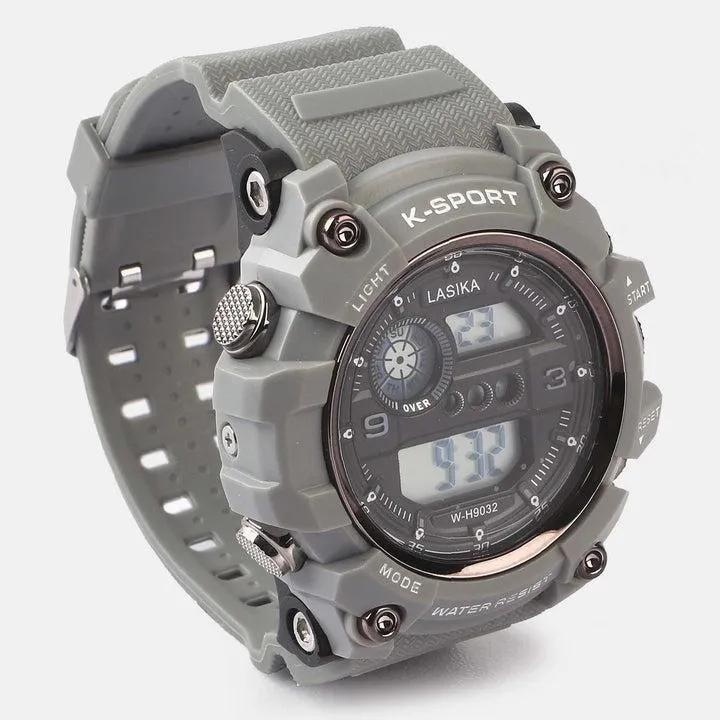 Men's Black Digital Sports Watch Water Resistant